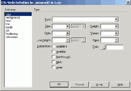  Type   New CSS Style