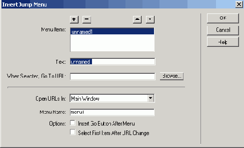   Insert Jump Menu